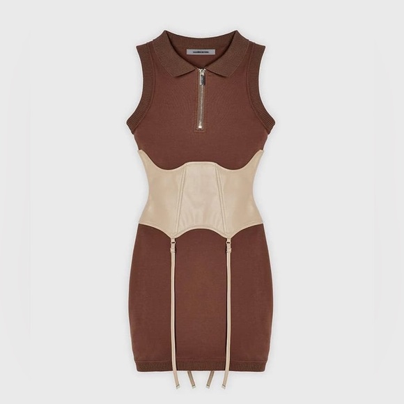 Manière de Voir Brown Polo Dress w/ Beige Suspender Corset - Picture 6 of 8